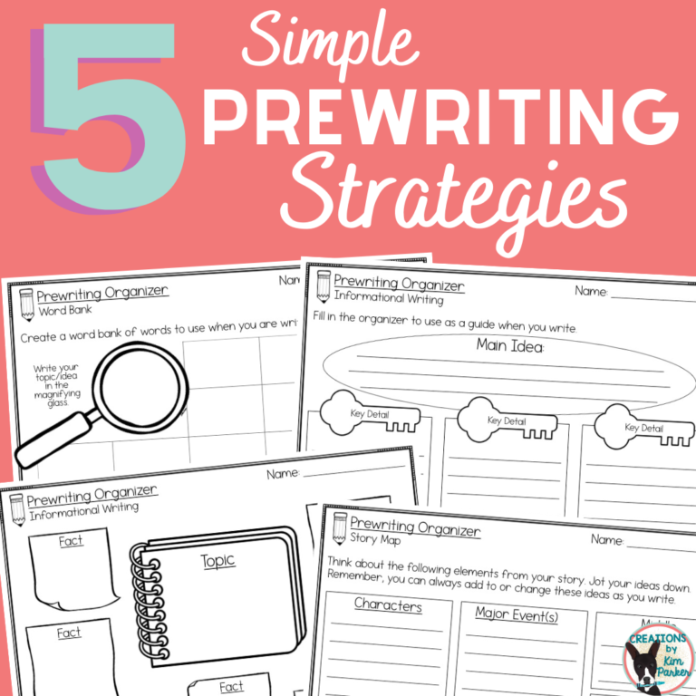 5 Simple Strategies For Student Prewriting - Creations By Kim Parker